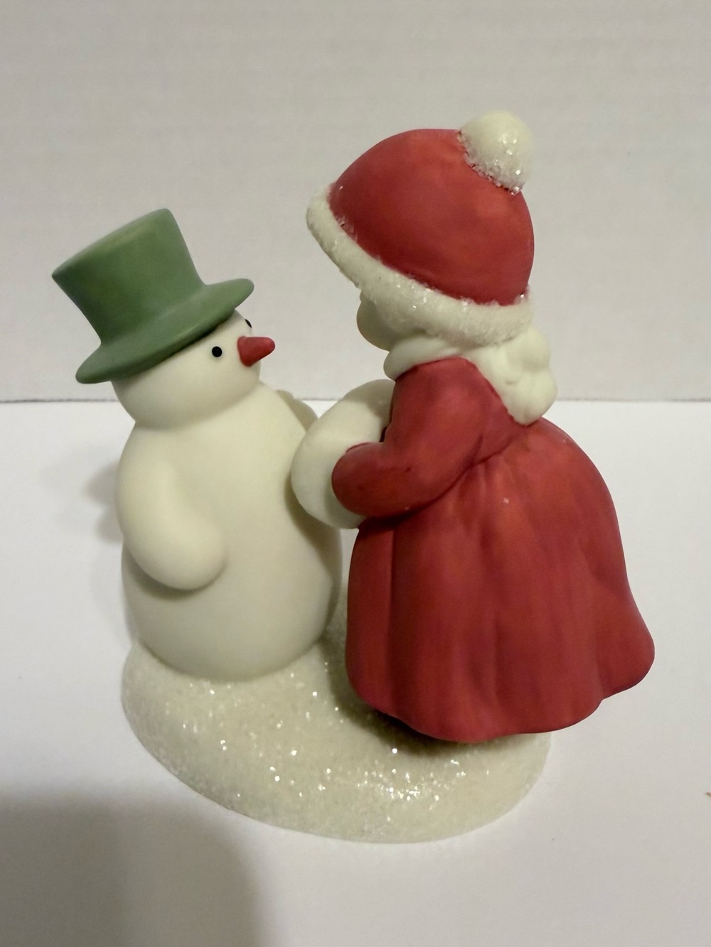 Holiday Snowman & Girl Figurine - Red, Green